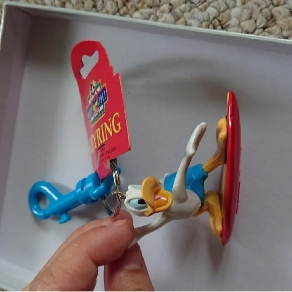 New vintage Donald Duck surfboard keychain with clip